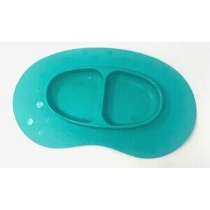 Nuby Teal Sure Grip Miracle Mat Silicone Plate Dish Baby Toddler Two Sided